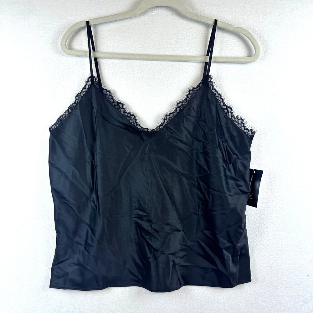 NWT INC Intimates Black Lace Tank Women Large Satin Fairy Grunge Goth Whimsigoth